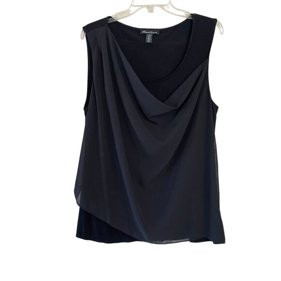 KENNETH COLE New York Women's Size Large Black Sleeveless Layered Pullover Top - Picture 1 of 7